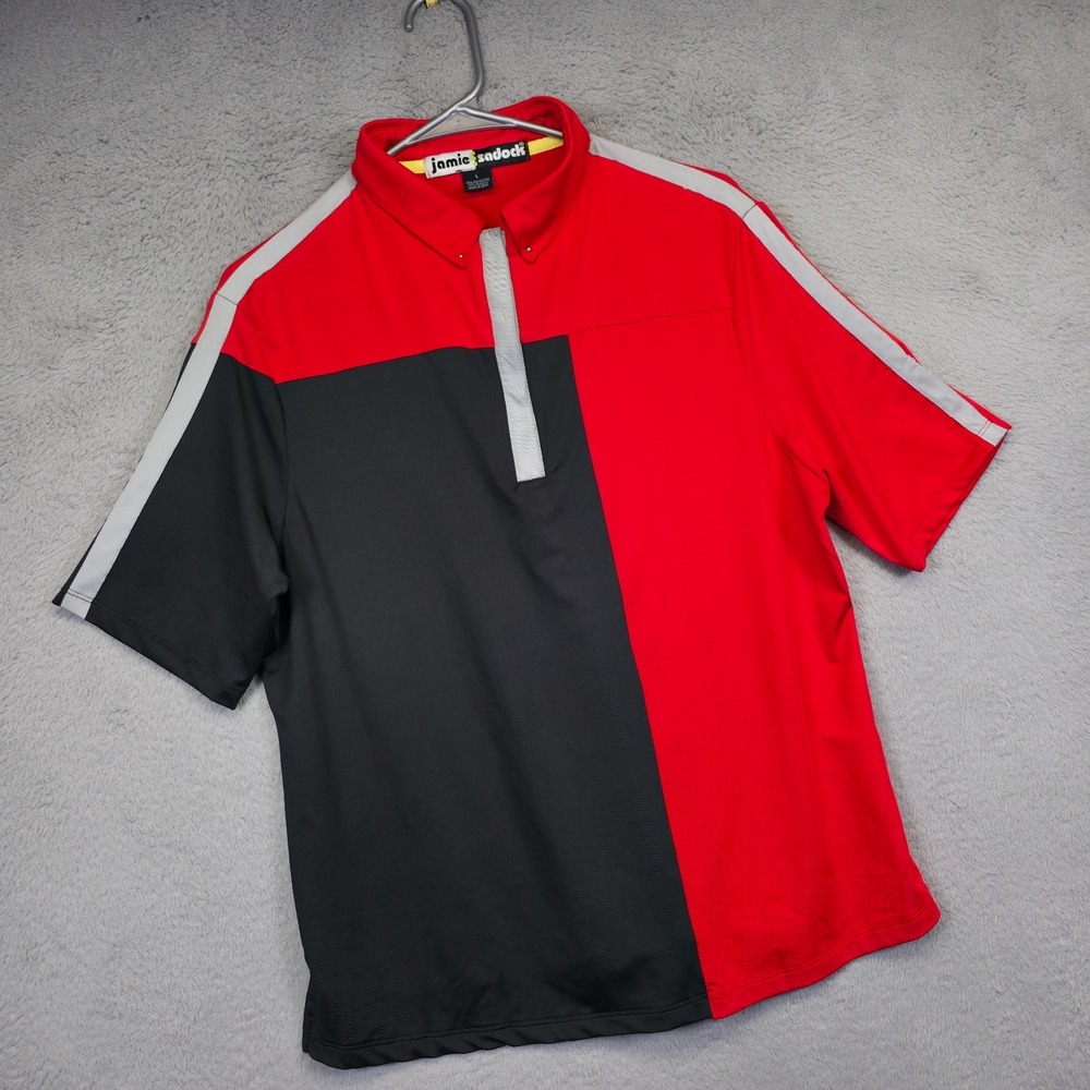 Jamie Sadock Golf Top Womens L Red Black Colorblock Performance Athletic Tennis